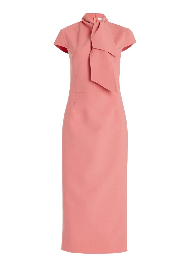 Oscar de la Renta - Tie-Neck Wool Midi Dress - Light Pink - US 4 - Moda Operandi