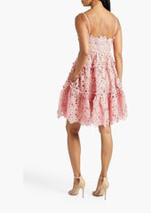 Oscar de la Renta - Tiered guipure lace mini dress - Pink - US 10