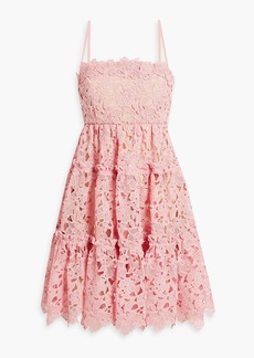Oscar de la Renta - Tiered guipure lace mini dress - Pink - US 12