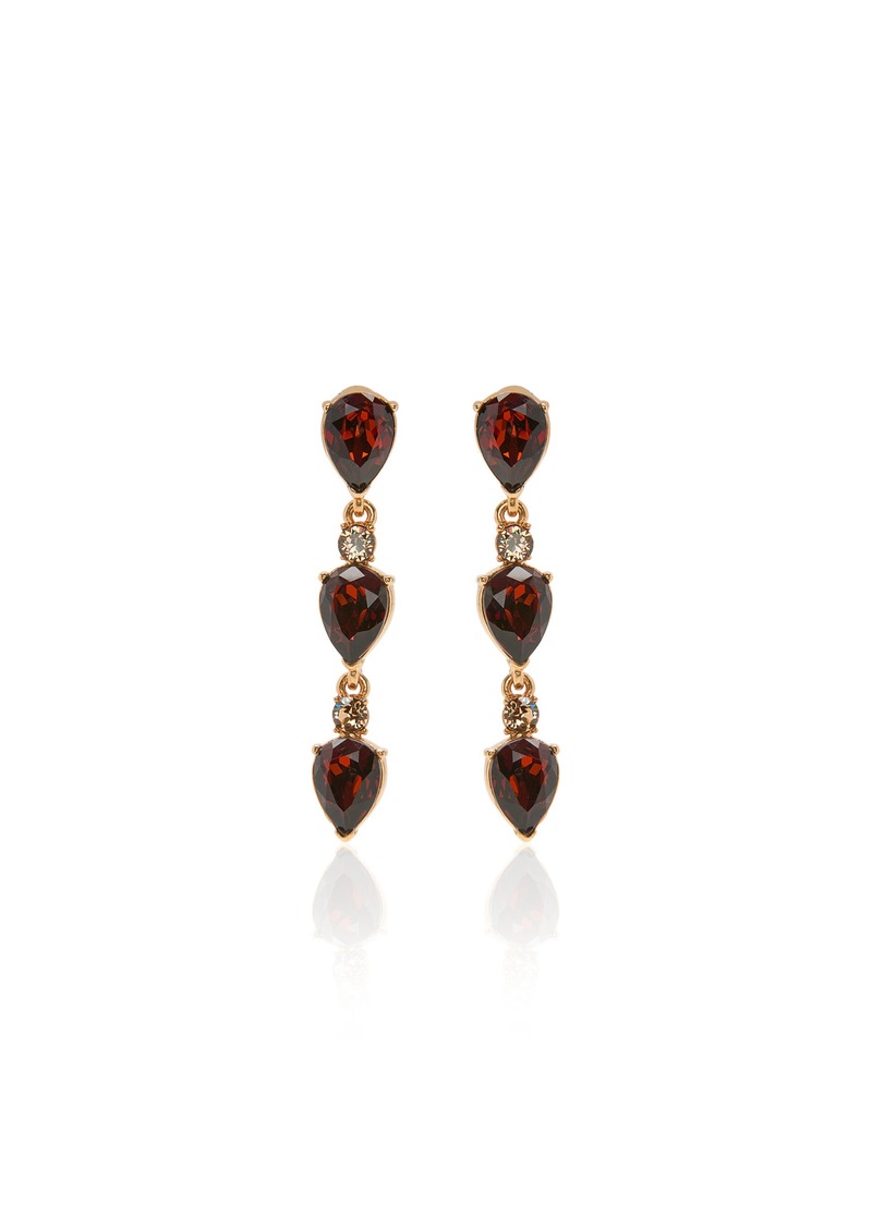 Oscar de la Renta - Triple Drop Clip-On Earrings - Burgundy - OS - Moda Operandi - Gifts For Her