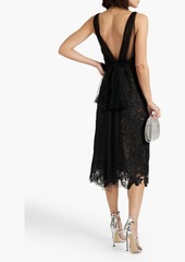 Oscar de la Renta - Tulle-paneled corded lace midi dress - Black - US 0
