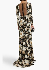 Oscar de la Renta - Tulle-paneled floral-print crepe gown - Black - US 6