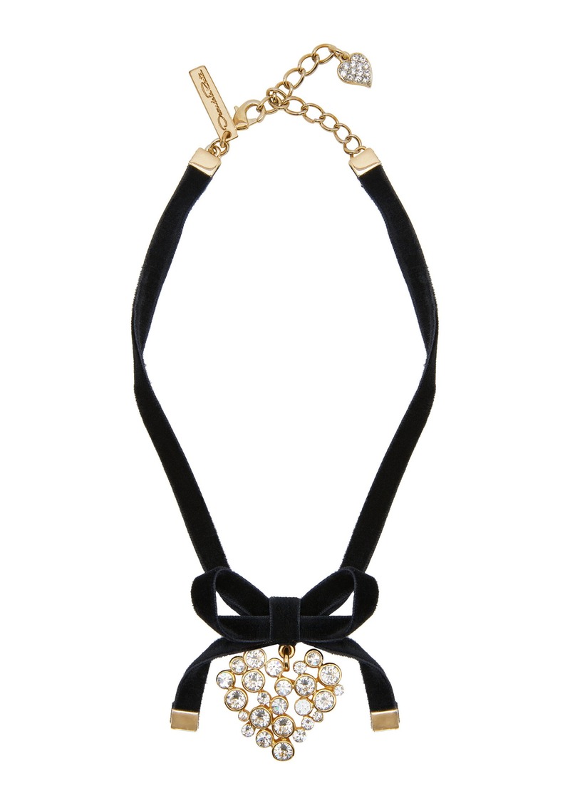 Oscar de la Renta - Velvet Ribbon Heart Necklace - Black - OS - Moda Operandi - Gifts For Her