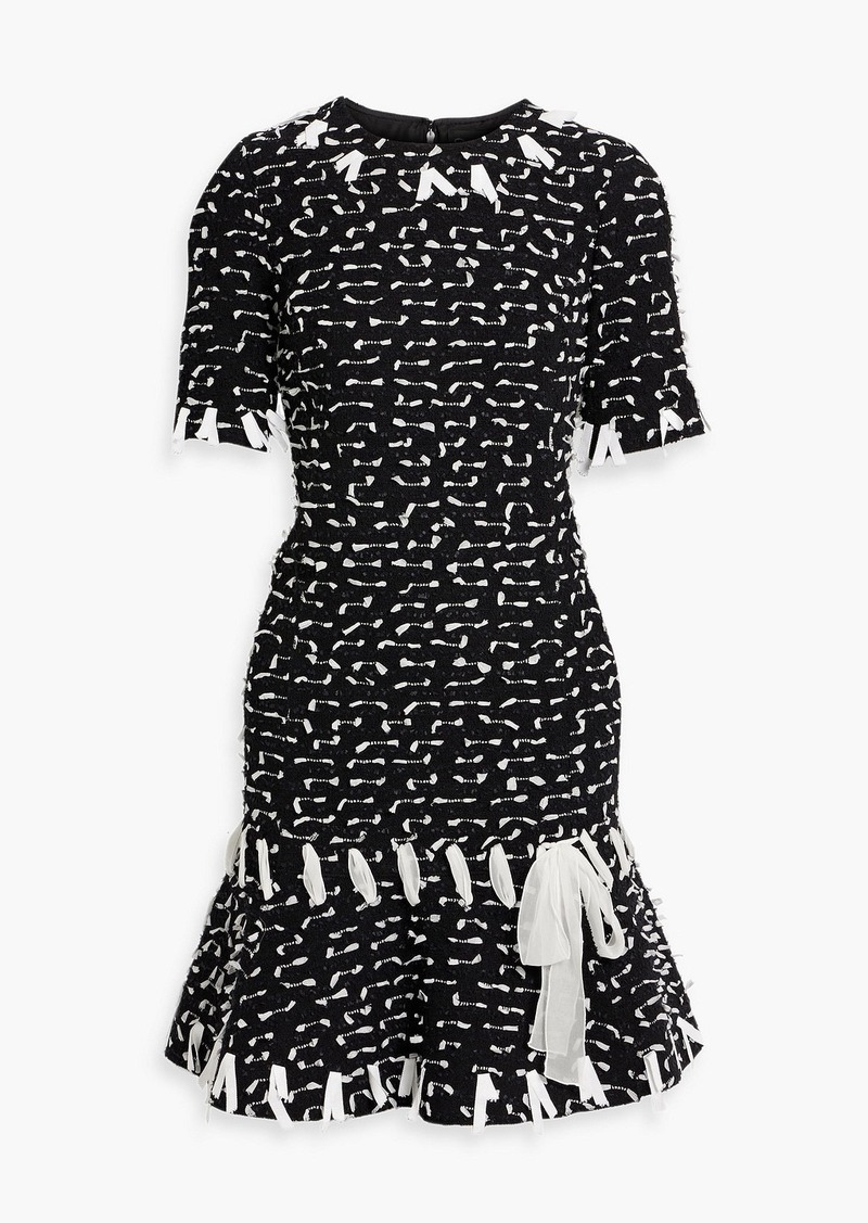 Oscar de la Renta - Cotton-blend bouclé-tweed mini dress - Black - US 0