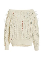Oscar de la Renta - Women's Crocheted Silk-Cotton Off-The-Shoulder Top - White - Moda Operandi