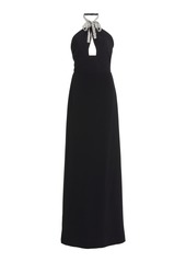 Oscar de la Renta - Women's Crystal-Embellished Stretch-Silk Gown - Black - Moda Operandi