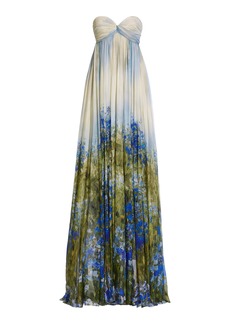Oscar de la Renta - Women's Floral Silk-Chiffon Strapless Gown - Floral - Moda Operandi