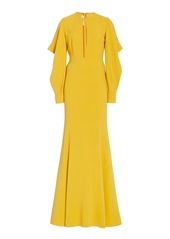 Oscar de la Renta - Women's Ruffled Stretch-Silk Gown - Yellow/red - Moda Operandi