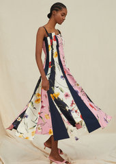 Oscar de la Renta - Women's Square Neckline Cotton-Blend Printed Dress - Print - Moda Operandi