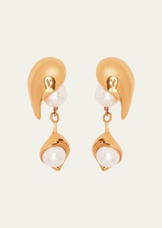Oscar de la Renta Abstract Leaf Faux Pearl Drop Earrings