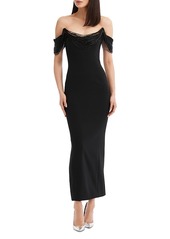 Oscar de la Renta Beaded Off-the-Shoulder Gown