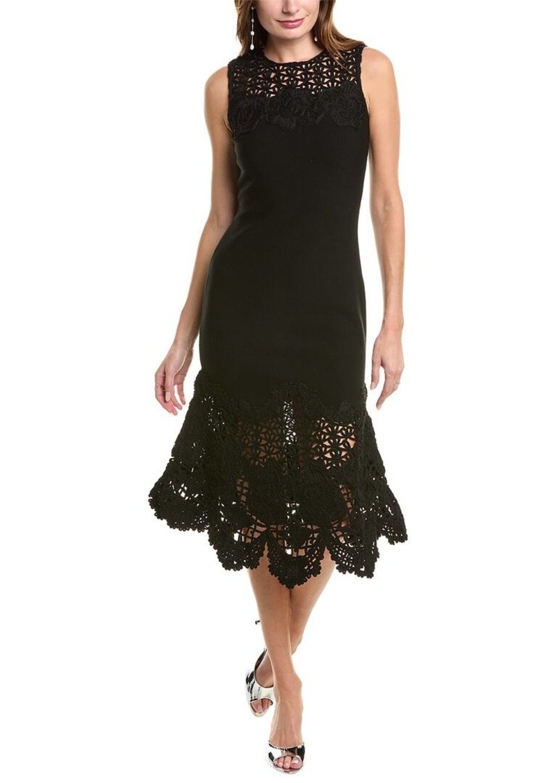 Oscar de la Renta Birdsnest Scallop Midi Dress