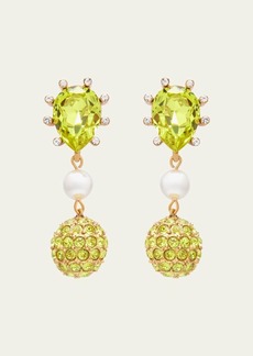 Oscar de la Renta Cactus Crystal with Pearly Bead and Ball Earrings