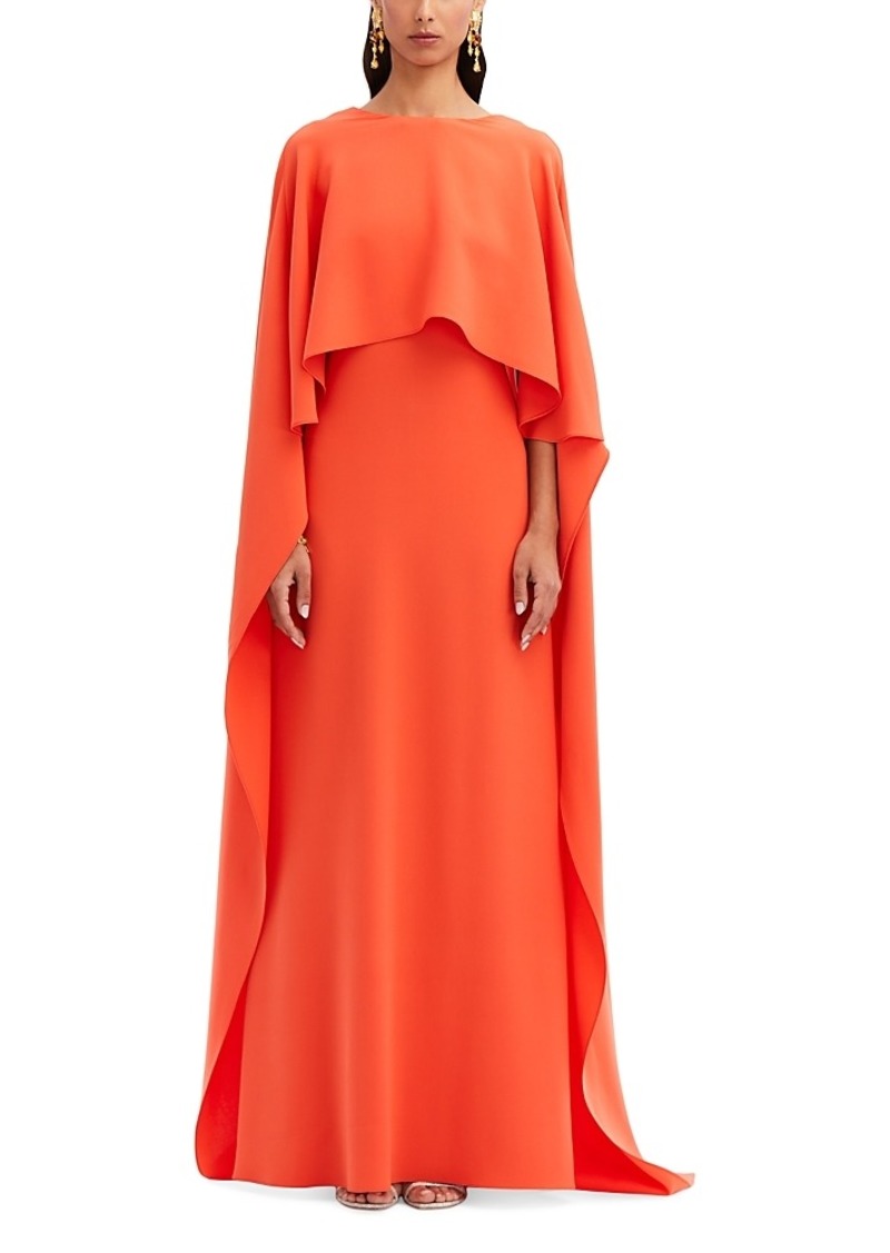 Oscar de la Renta Cape Back Georgette Gown