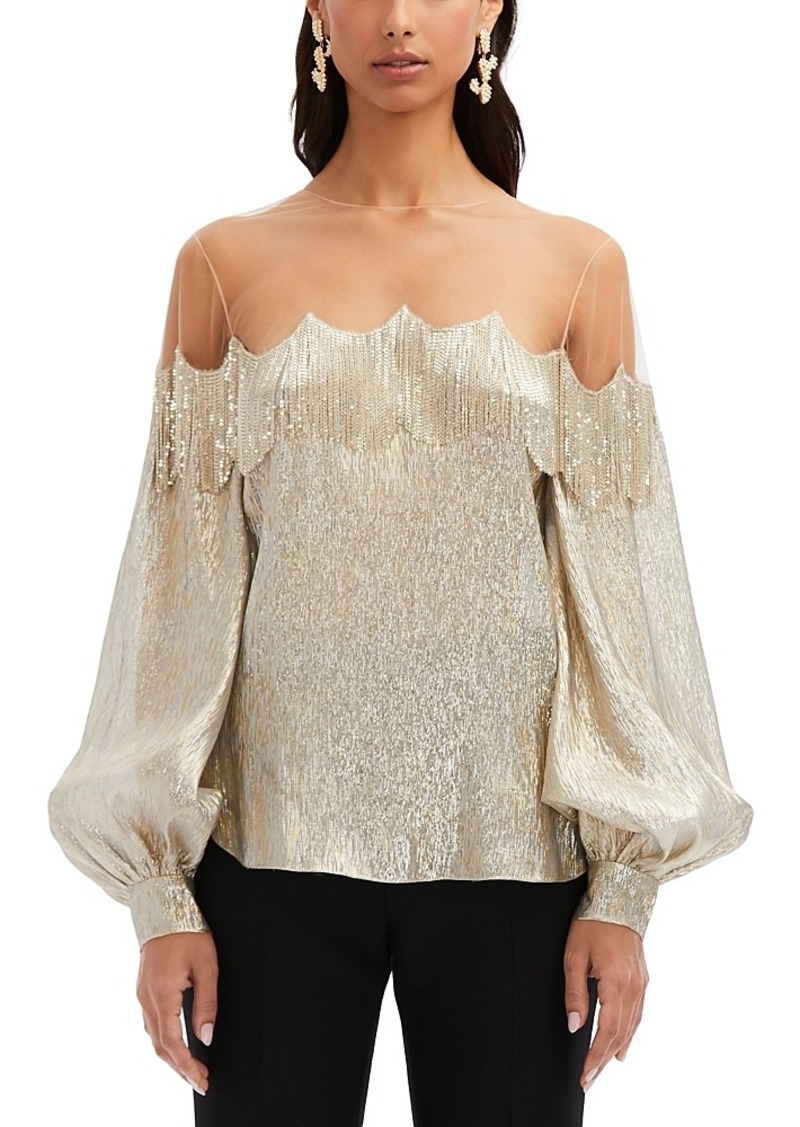 Oscar de la Renta Chain Fringe Blouse