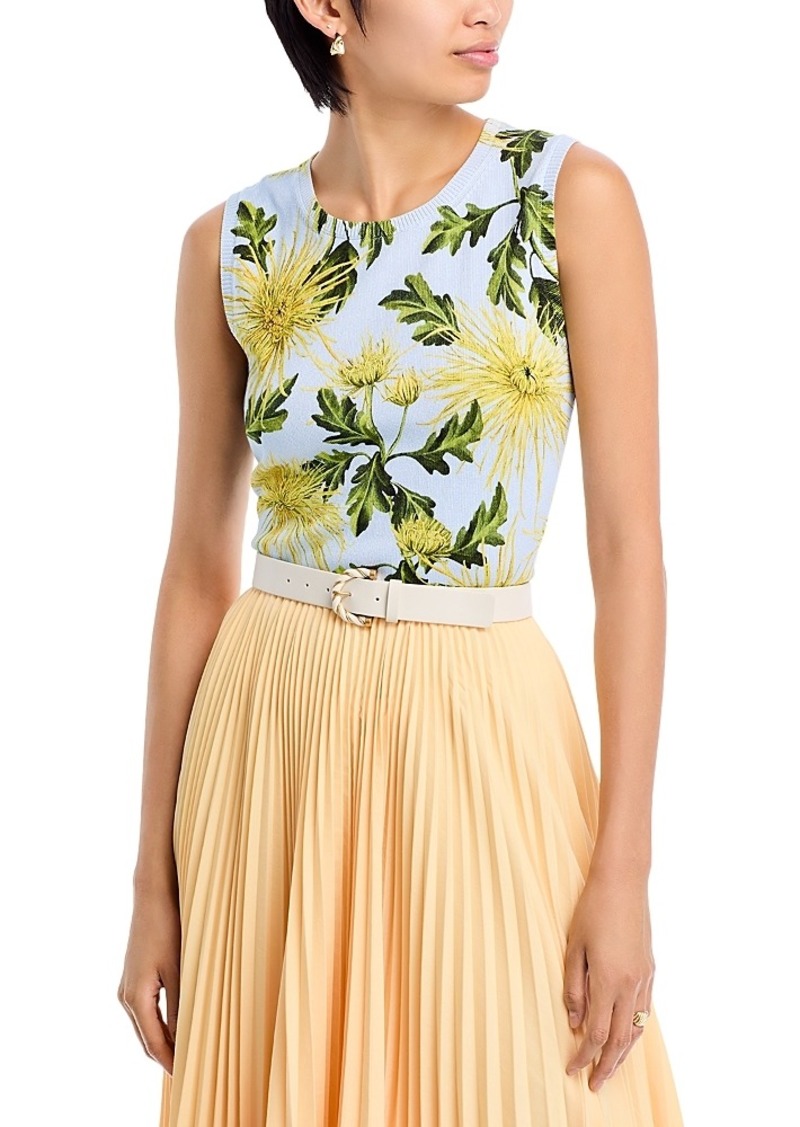 Oscar de la Renta Chrysanthemum Printed Tank Top