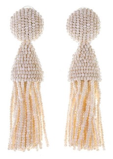 Oscar de la Renta Classic Short Tassel Drop Clip Earrings