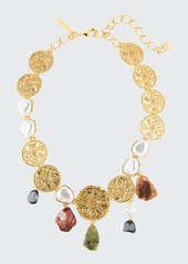 Oscar de la Renta Coin and Mixed Stone Necklace