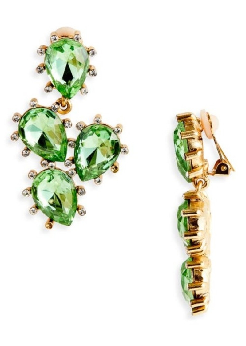 Oscar de la Renta Crystal Cactus Drop Earrings