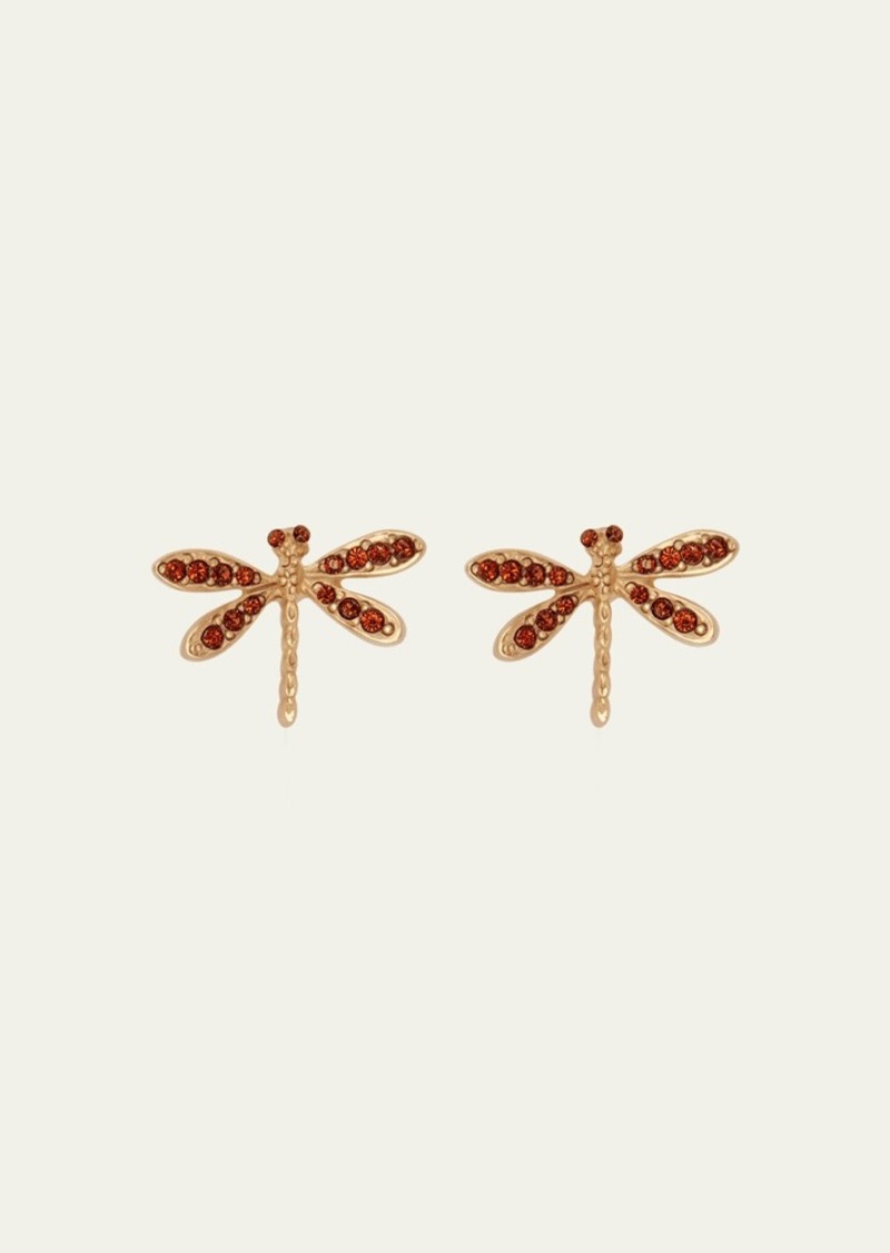 Oscar de la Renta Crystal Dragonfly Stud Earrings