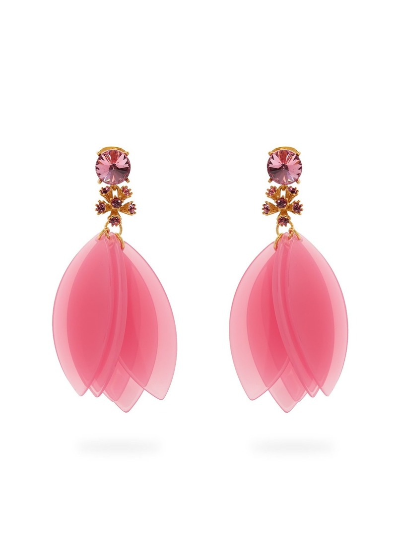 Oscar De La Renta Crystal-embellished petal clip-on earrings
