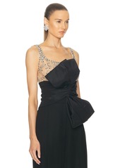 Oscar de la Renta Crystal Embroidered Draped Top