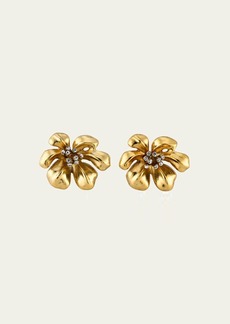 Oscar de la Renta Crystal Flower Button Earrings