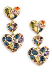 Oscar de la Renta Crystal Heart Drop Earrings