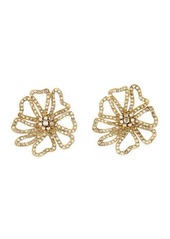 Oscar de la Renta Crystal Pave Large Flower Button Earrings