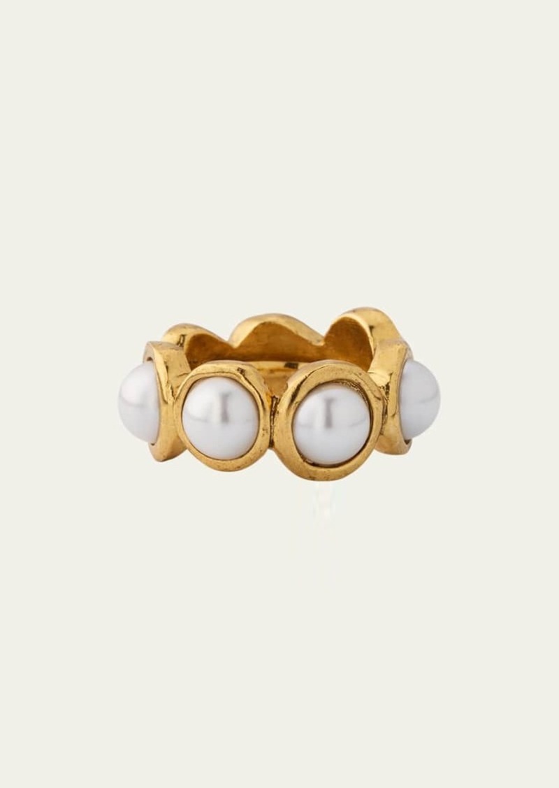 Oscar de la Renta Crystal Pearl Sphere Ring