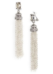 Oscar de la Renta Crystal Tassel Drop Clip Earrings in Crystal/Silver at Nordstrom