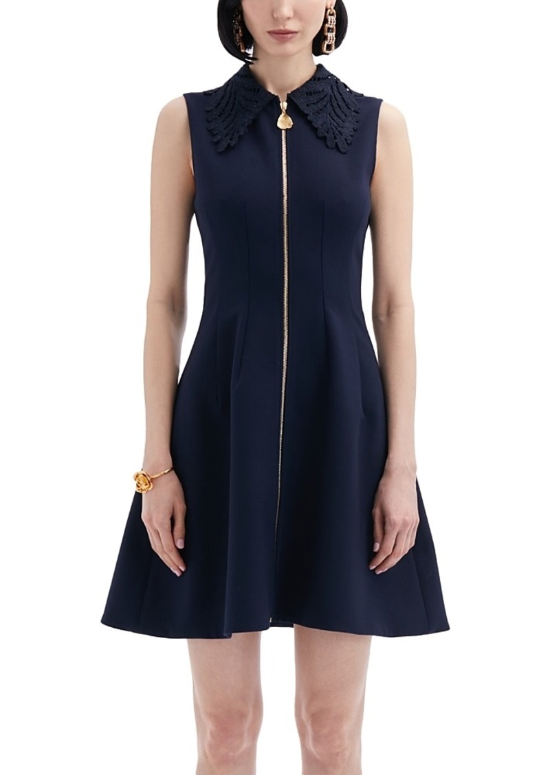 Oscar de la Renta Embroidered Collar Mini Dress