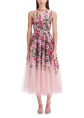 Oscar de la Renta Embroidered Floral Tulle Dress