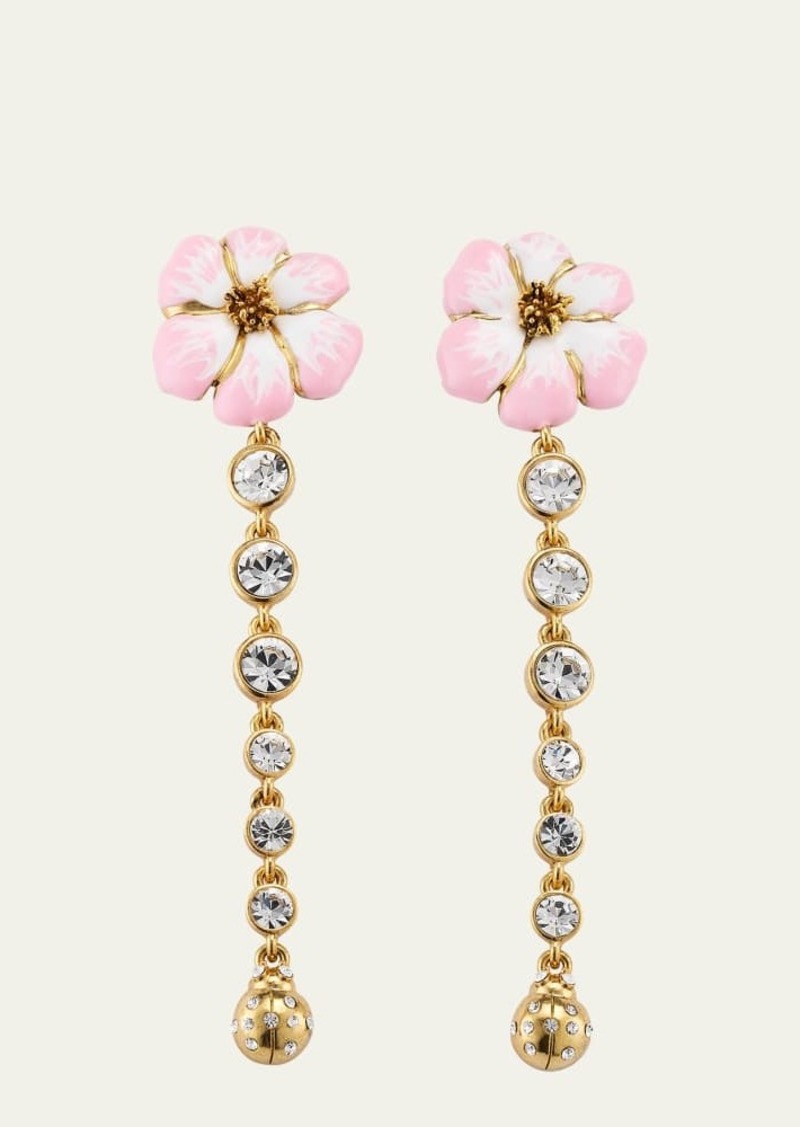 Oscar de la Renta Enamel Flower Strand Earrings