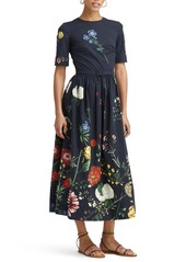 Oscar de la Renta Floral A-Line Midi Dress