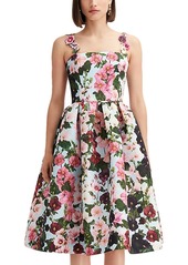 Oscar de la Renta Floral Embellished Strap Dress