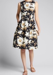 Oscar de la Renta Floral-Print Dress with Pockets