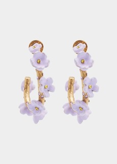 Oscar de la Renta Flower Crystal Hoop Earrings