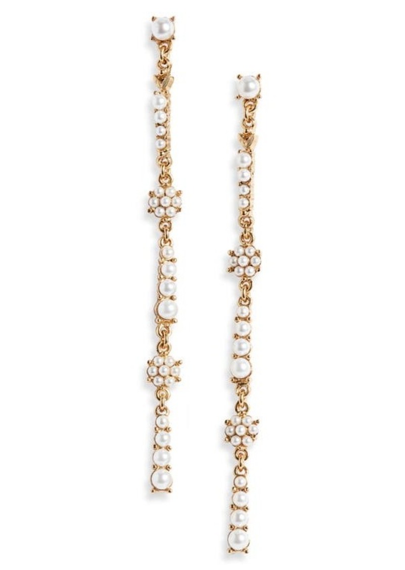 Oscar de la Renta Flower Imitation Pearl Linear Drop Earrings at Nordstrom