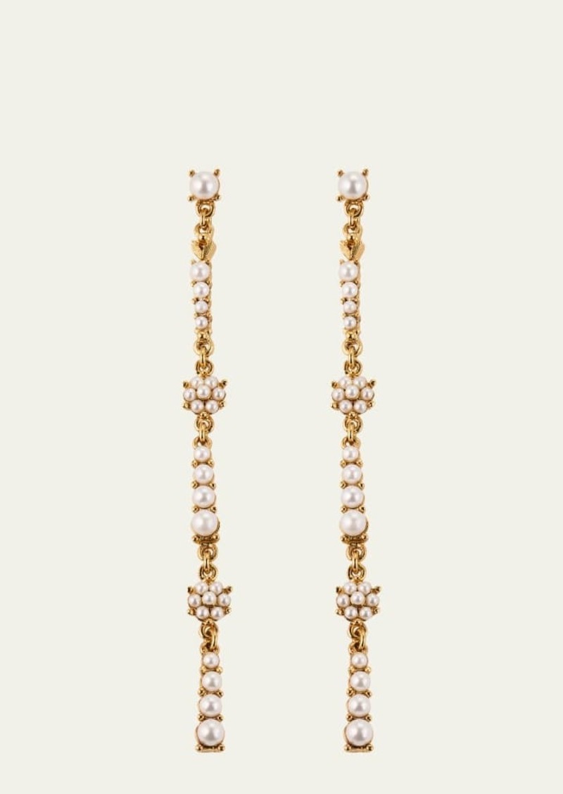 Oscar de la Renta Flower Pearl Champagne Earrings