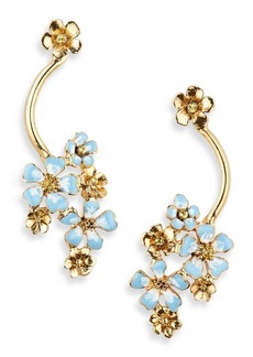 Oscar de la Renta Hand Painted Flower Drop Earrings