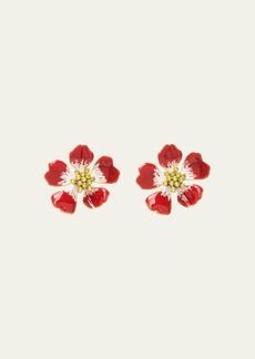 Oscar de la Renta Hand-Painted Flower Earrings