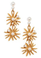 Oscar de la Renta Imitation Pearl Starburst Drop Earrings in Gold at Nordstrom