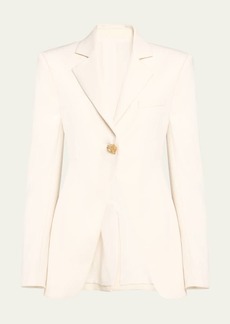 Oscar de la Renta Jeweled-Button Slim Single-Breasted Blazer Jacket