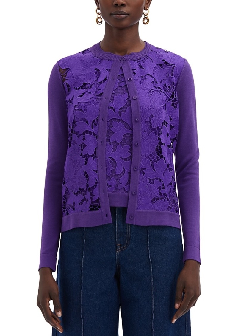 Oscar de la Renta Lace Front Cardigan