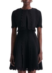 Oscar de la Renta Lace Scallop Detail Short Sleeve Jacket