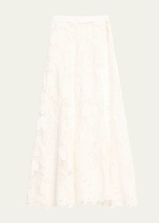 Oscar de la Renta Marbled Carnation Guipure Midi Skirt