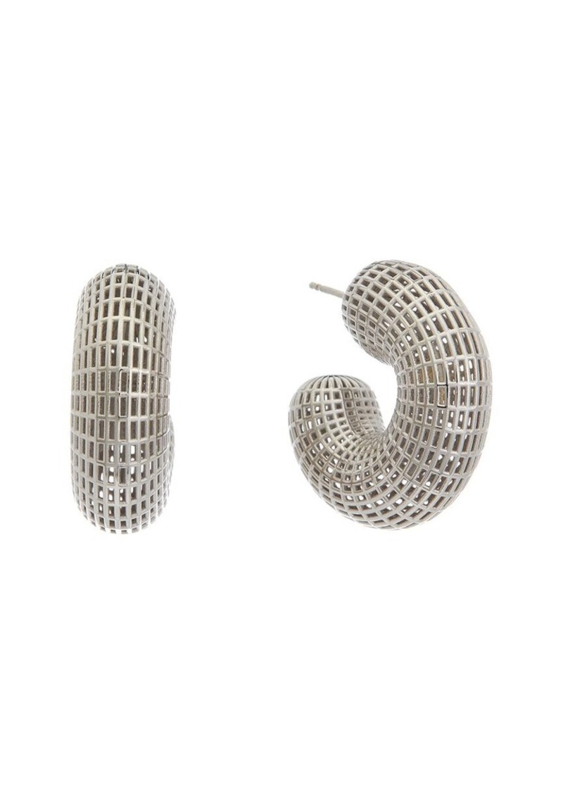 Oscar de la Renta Mini Grid Metal Puff Earrings