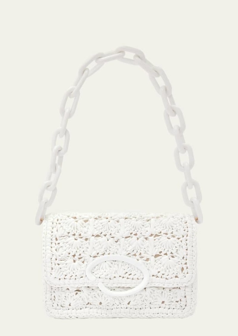 Oscar de la Renta O Pochette Raffia Shoulder Bag