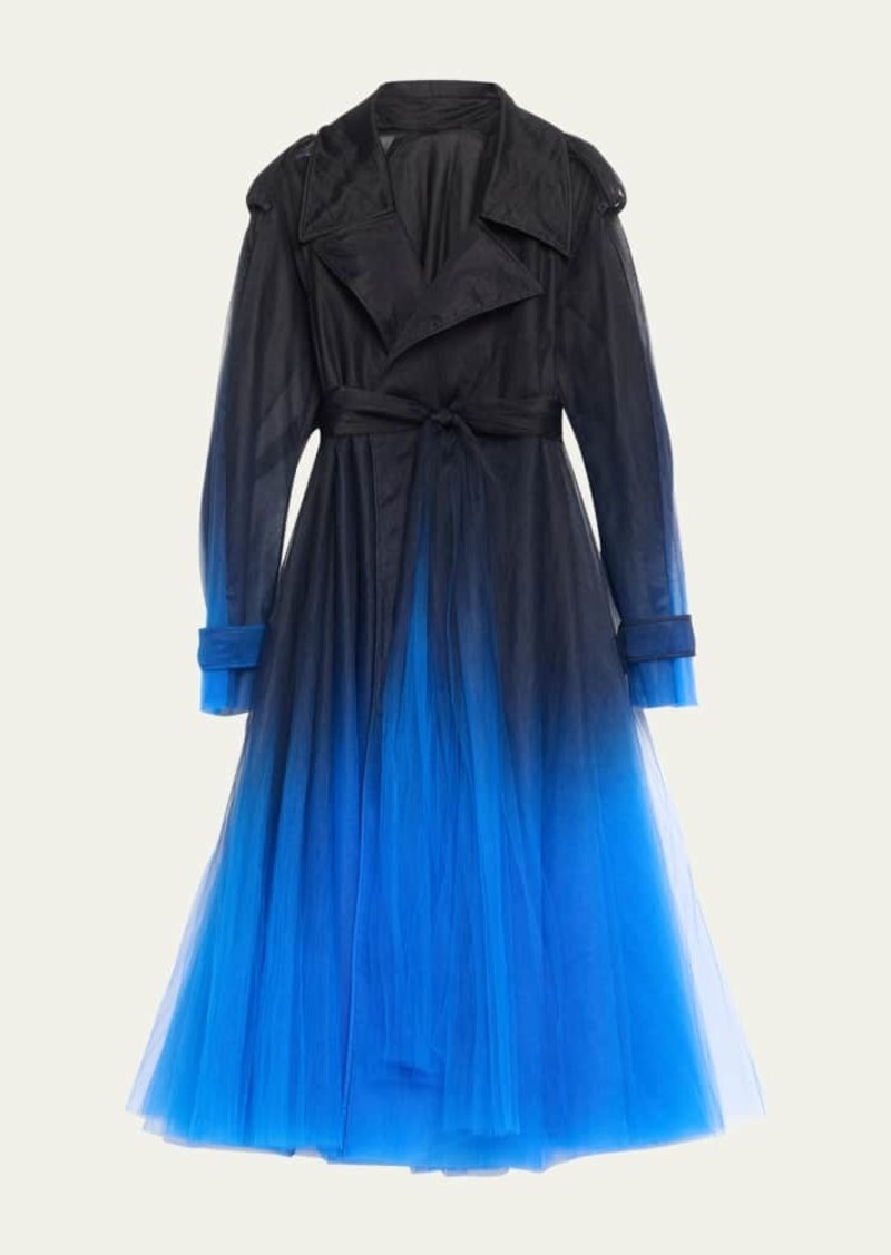 Oscar de la Renta Ombre Dyed Tulle Long Opera Coat